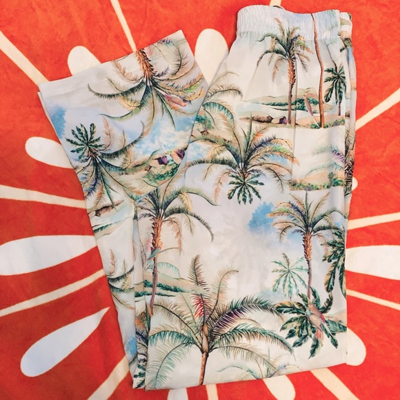 Topshop Hawaiian Print Beach Pants Sz 2 - Picture 10 of 16